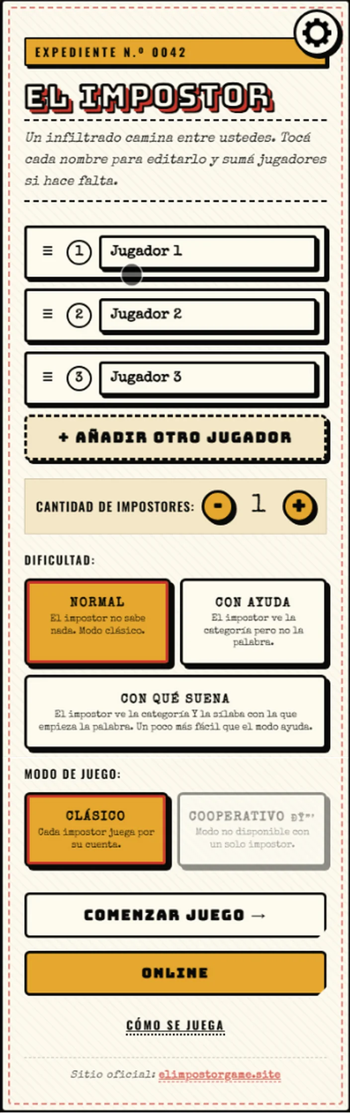 Diseño 6 de cartas del juego El Impostor